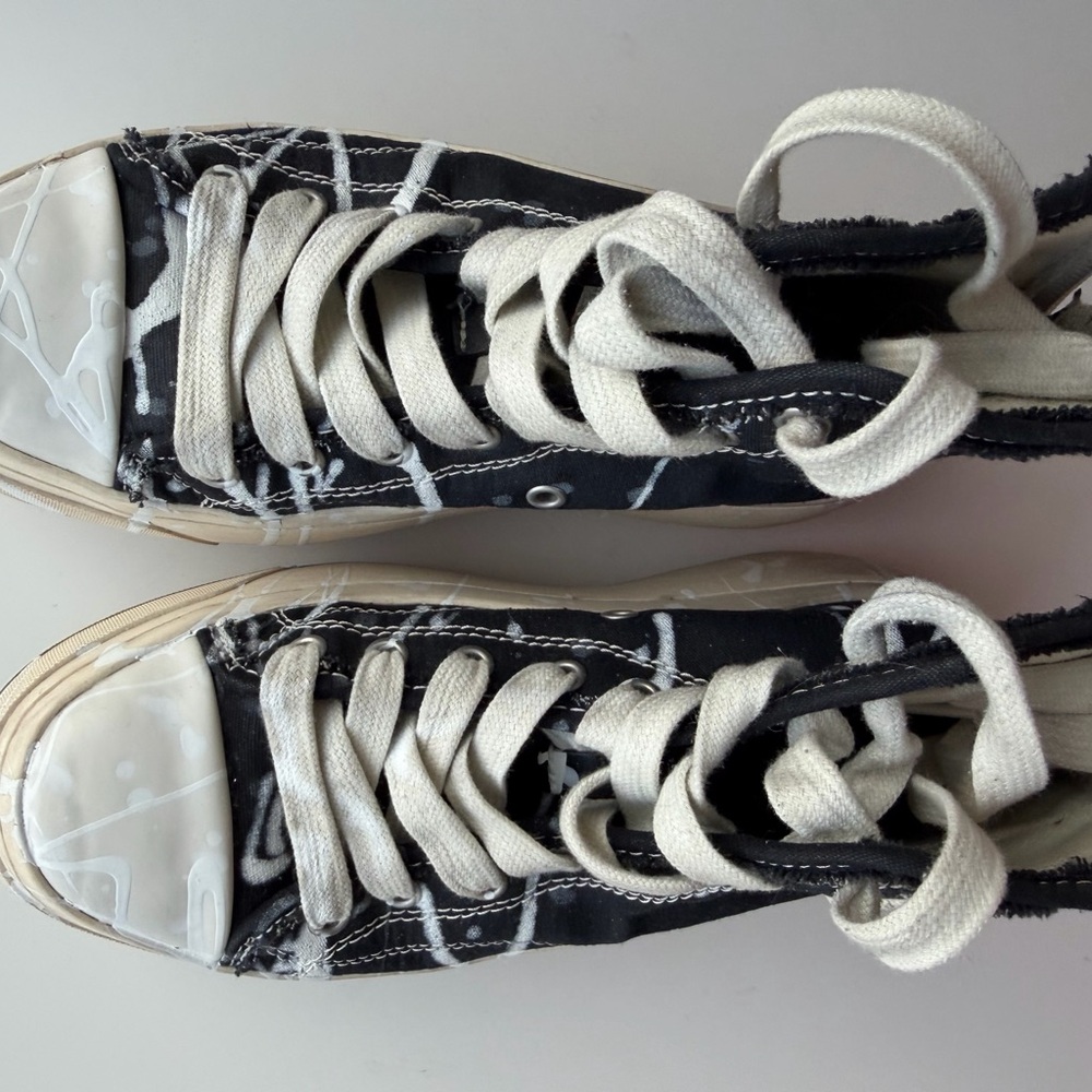 R13 Black and White Lace Up Boots
